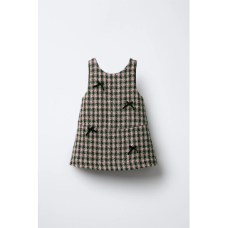 САРАФАН В КЛЕТКУ С БАРХАТНЫМИ БАНТАМИ