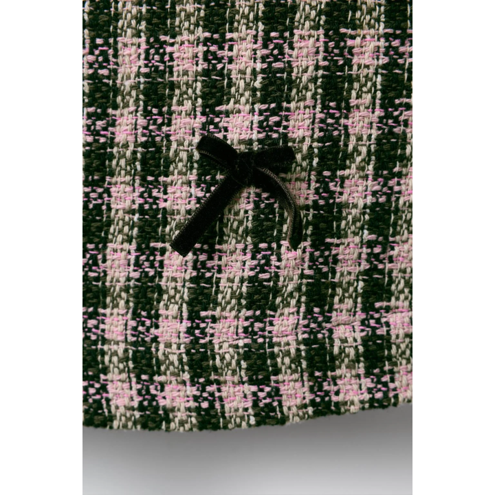 САРАФАН В КЛЕТКУ С БАРХАТНЫМИ БАНТАМИ