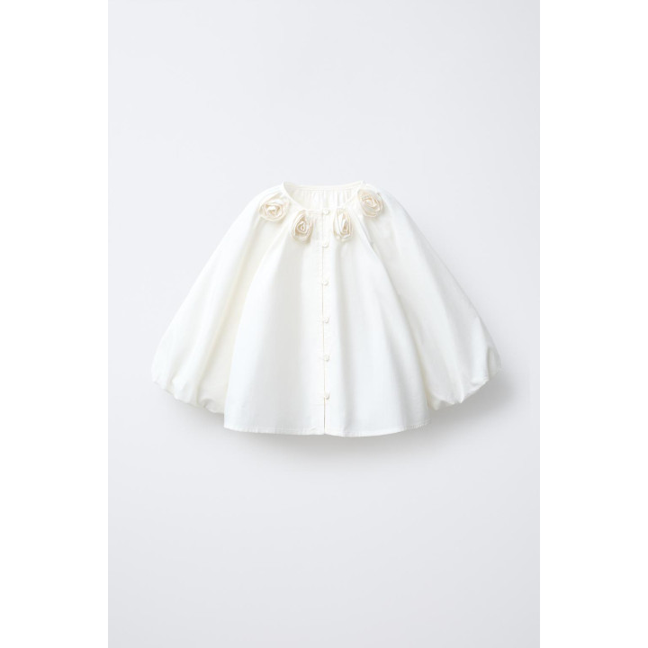 РУБАШКА ИЗ ПОПЛИНА С 3D-ЦВЕТАМИ