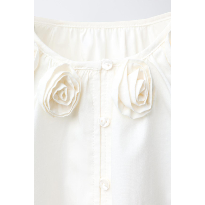 РУБАШКА ИЗ ПОПЛИНА С 3D-ЦВЕТАМИ