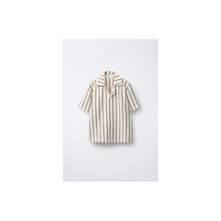 РУБАШКА ИЗ РЕЛЬЕФНОЙ ТКАНИ В ПОЛОСКУ