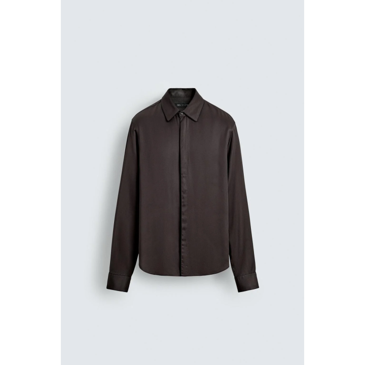 Рубашка из атласа с контрастными отделками
