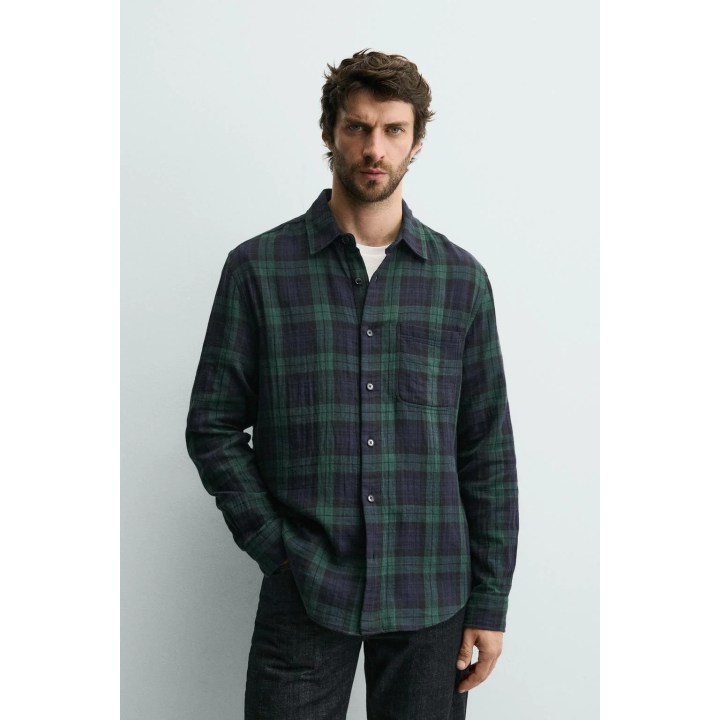 РУБАШКА В КЛЕТКУ ИЗ РЕЛЬЕФНОЙ ТКАНИ