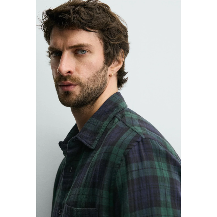 РУБАШКА В КЛЕТКУ ИЗ РЕЛЬЕФНОЙ ТКАНИ