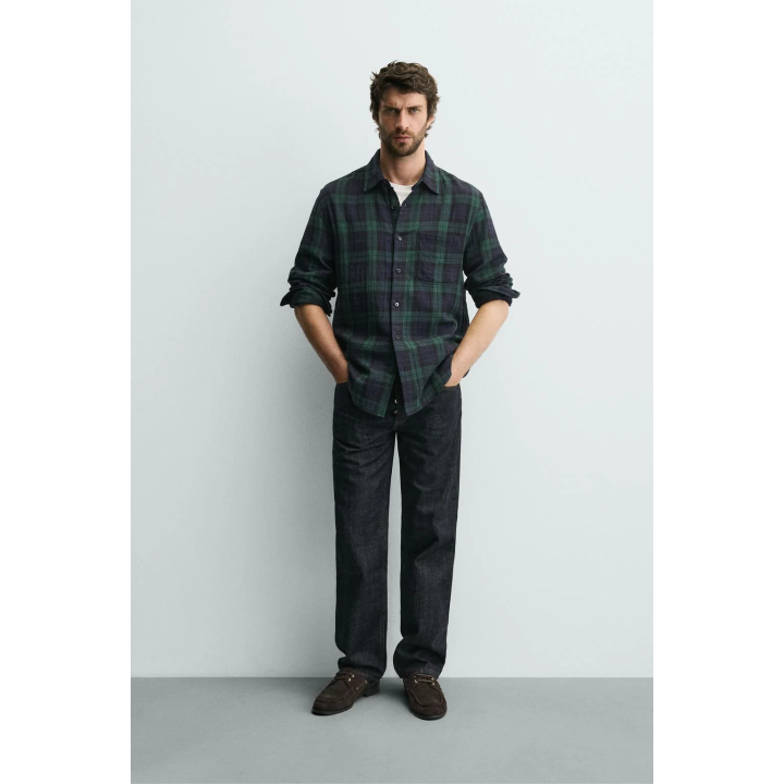 РУБАШКА В КЛЕТКУ ИЗ РЕЛЬЕФНОЙ ТКАНИ