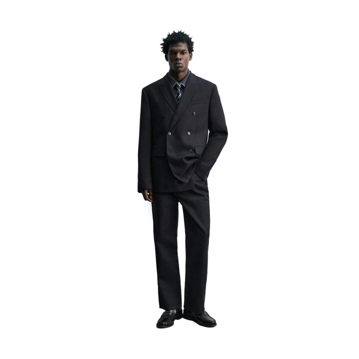 ДВУБОРТНЫЙ БЛЕЙЗЕР ИЗ 100% ШЕРСТЯНОЙ ФЛАНЕЛИ