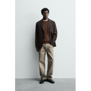 БЛЕЙЗЕР ИЗ 100% ШЕРСТЯНОЙ ФЛАНЕЛИ