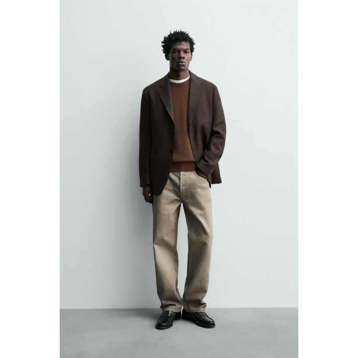 БЛЕЙЗЕР ИЗ 100% ШЕРСТЯНОЙ ФЛАНЕЛИ