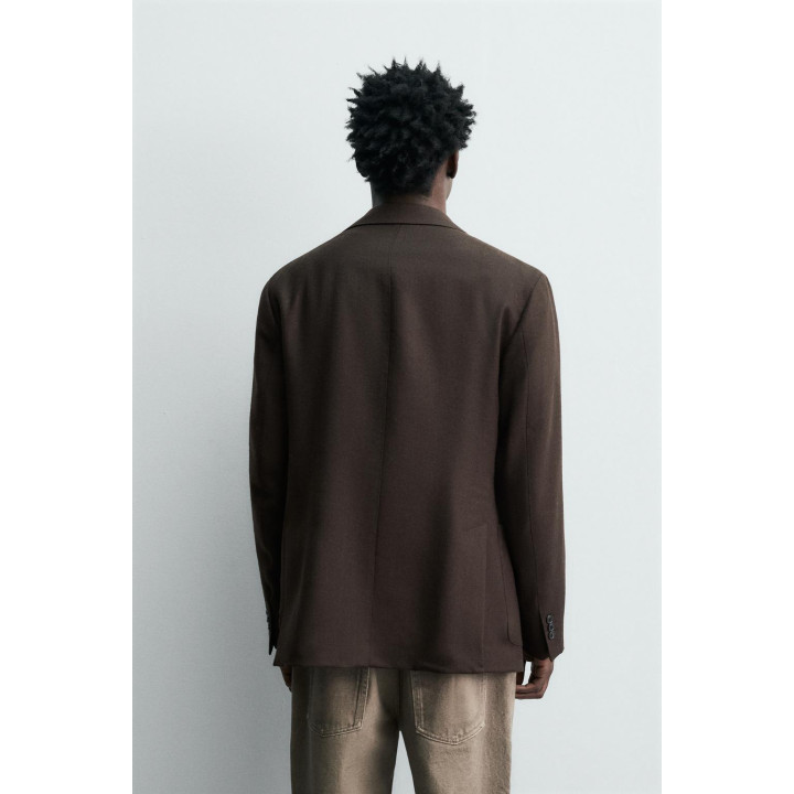 БЛЕЙЗЕР ИЗ 100% ШЕРСТЯНОЙ ФЛАНЕЛИ