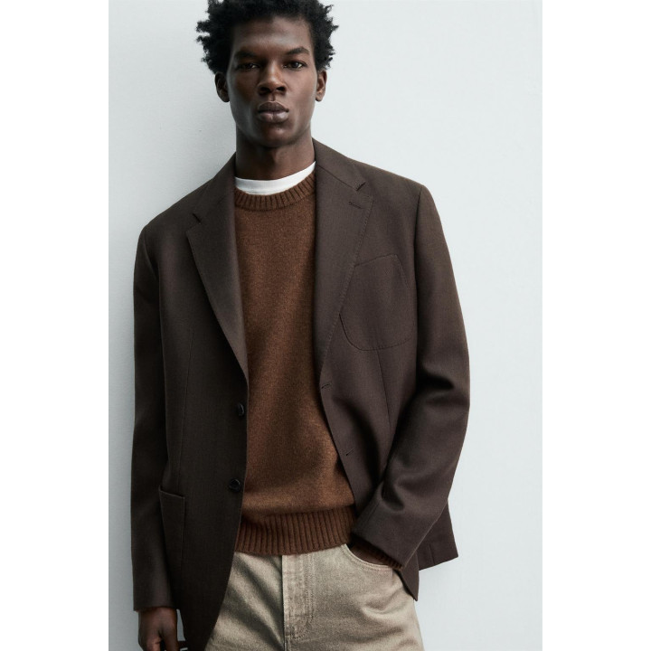 БЛЕЙЗЕР ИЗ 100% ШЕРСТЯНОЙ ФЛАНЕЛИ