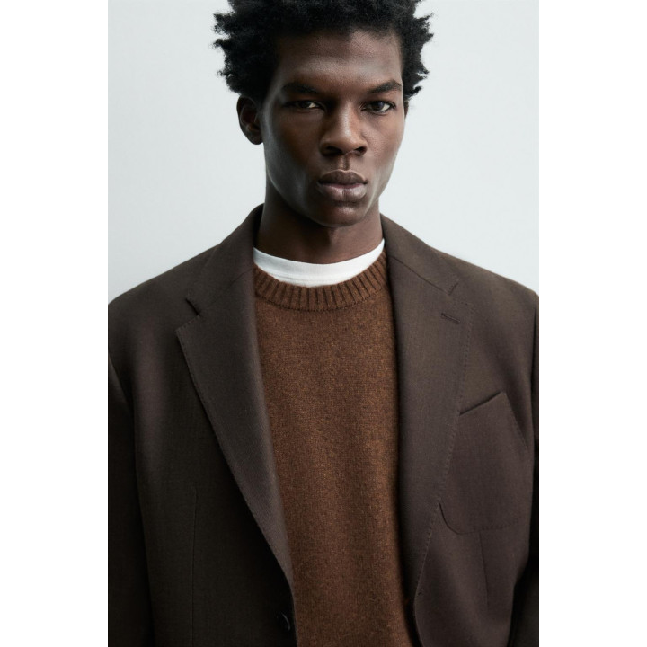 БЛЕЙЗЕР ИЗ 100% ШЕРСТЯНОЙ ФЛАНЕЛИ