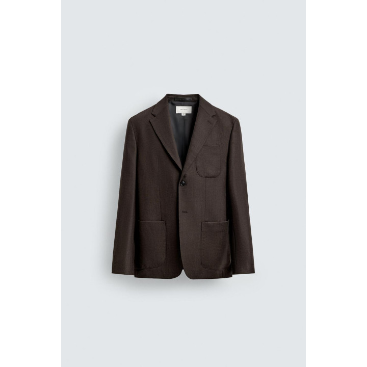 БЛЕЙЗЕР ИЗ 100% ШЕРСТЯНОЙ ФЛАНЕЛИ