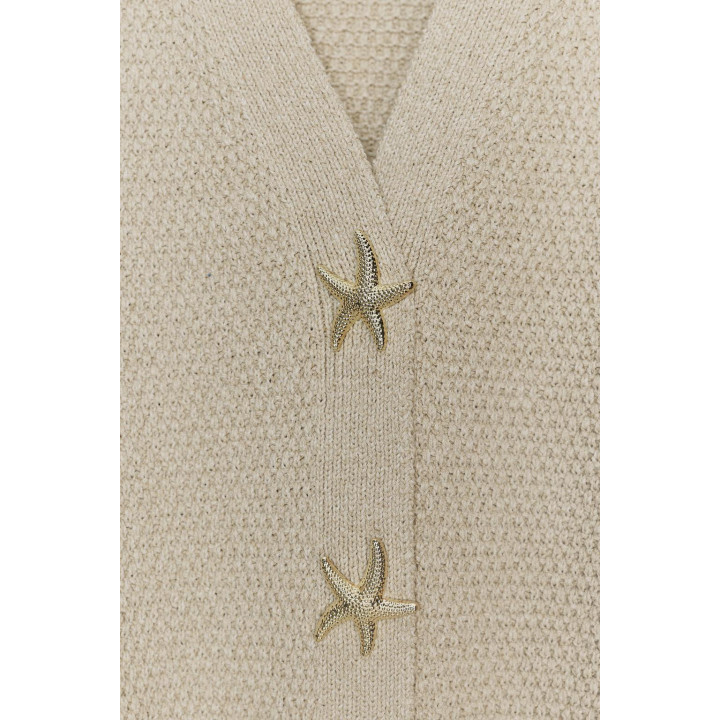 ВЯЗАНЫЙ КАРДИГАН С ПУГОВИЦАМИ В ВИДЕ ЗВЕЗД