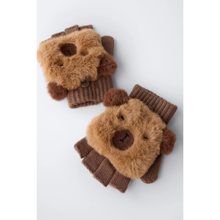 МИТЕНКИ ИЗ ИСКУССТВЕННОГО МЕХА «КАПИБАРА»