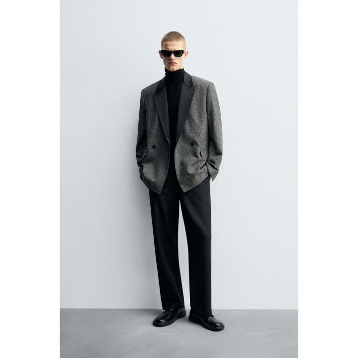 Пиджак с контрастным текстурным двубортным покроем