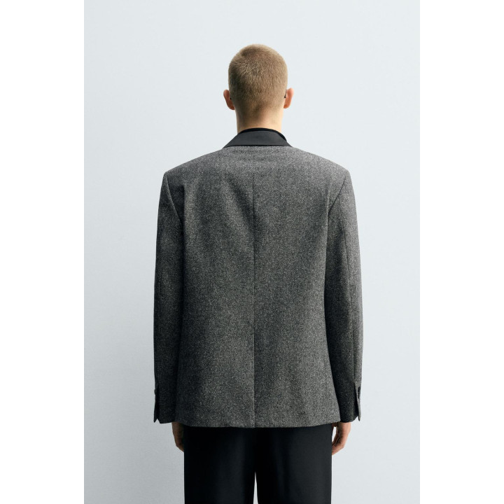 Пиджак с контрастным текстурным двубортным покроем