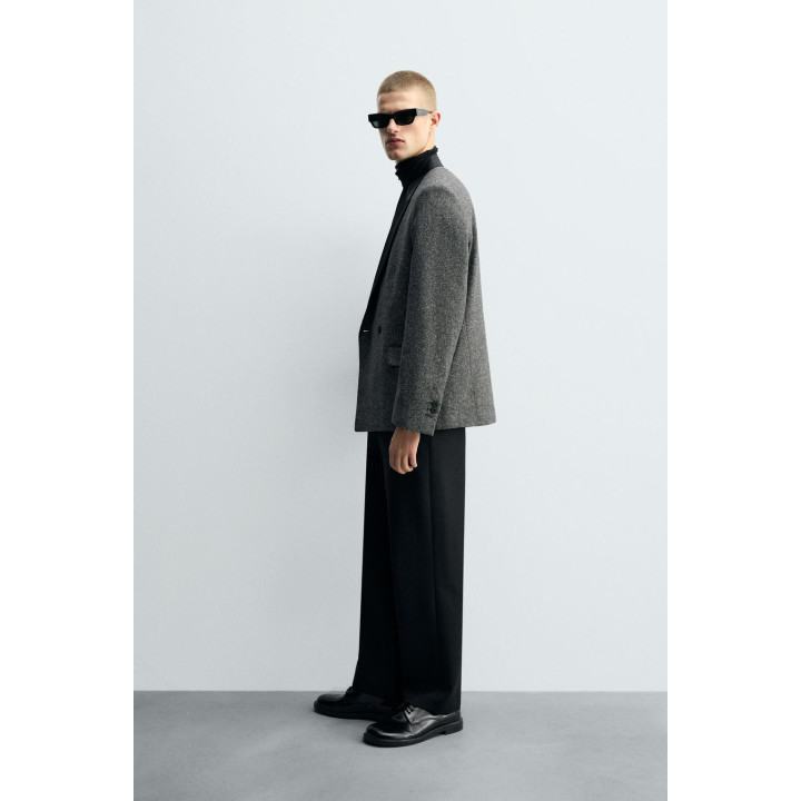 Пиджак с контрастным текстурным двубортным покроем