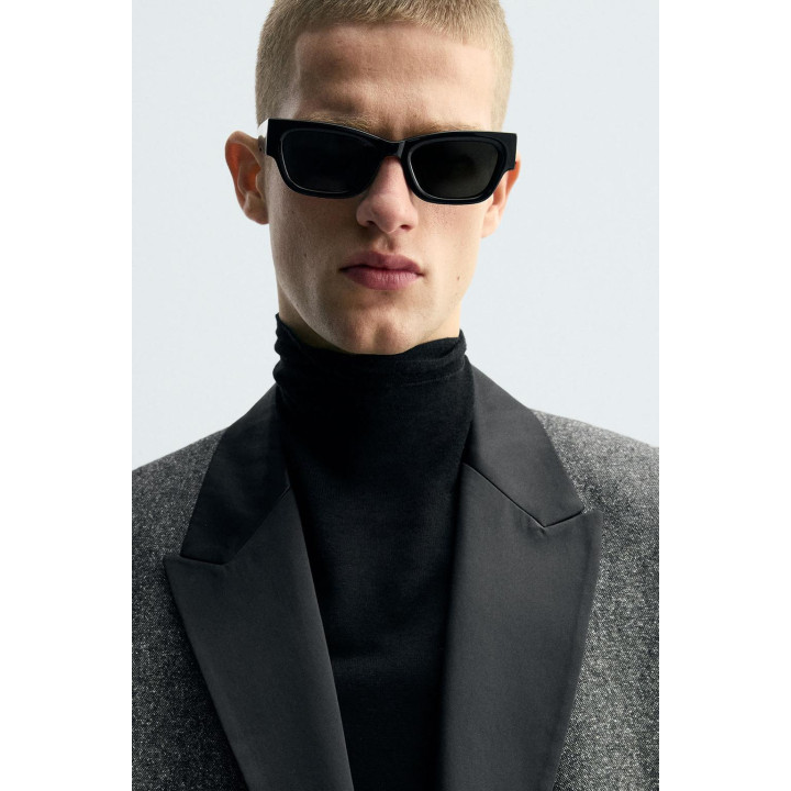 Пиджак с контрастным текстурным двубортным покроем