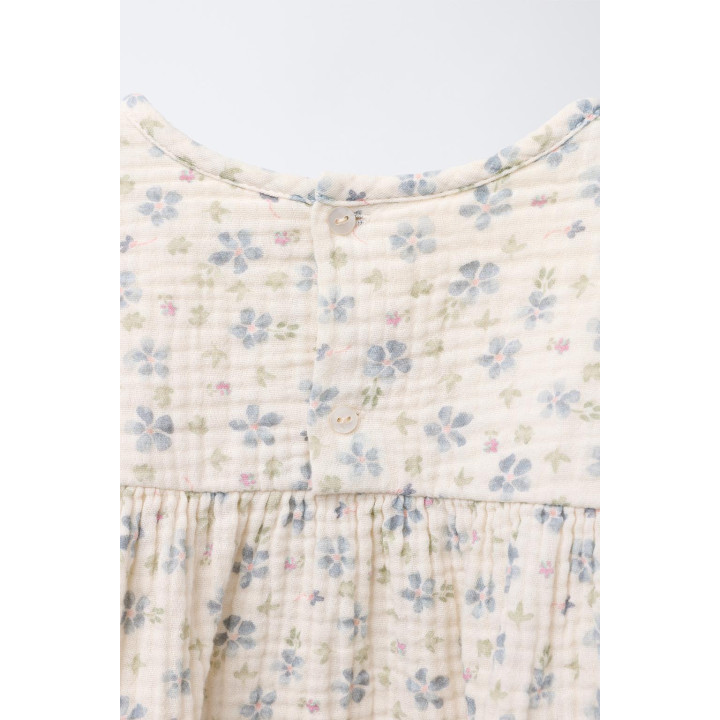 Блуза из хлопковой мусели с цветочным принтом