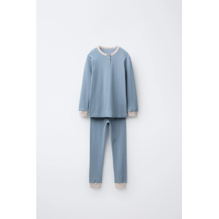 2-6 ЛЕТ/ПИЖАМА В РУБЧИК С КОНТРАСТНОЙ ОТДЕЛКОЙ