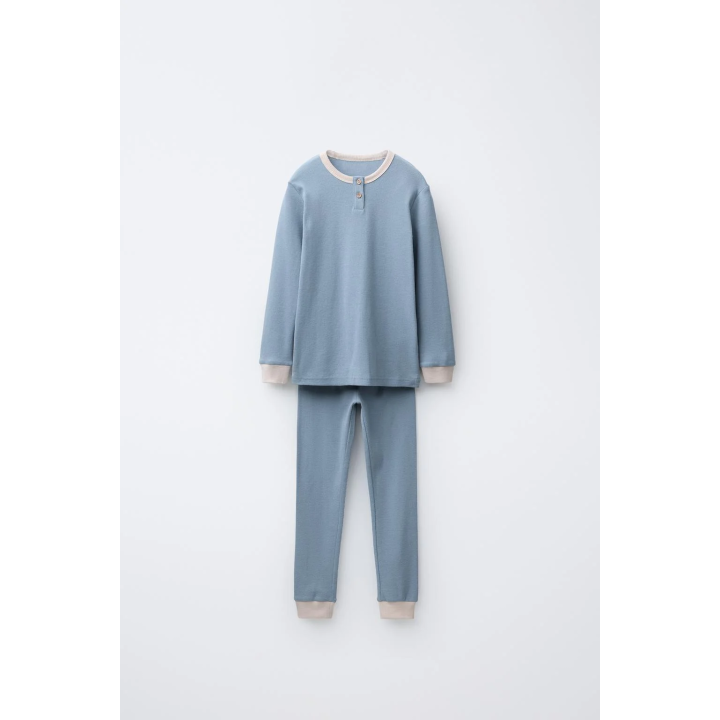 2-6 ЛЕТ/ПИЖАМА В РУБЧИК С КОНТРАСТНОЙ ОТДЕЛКОЙ