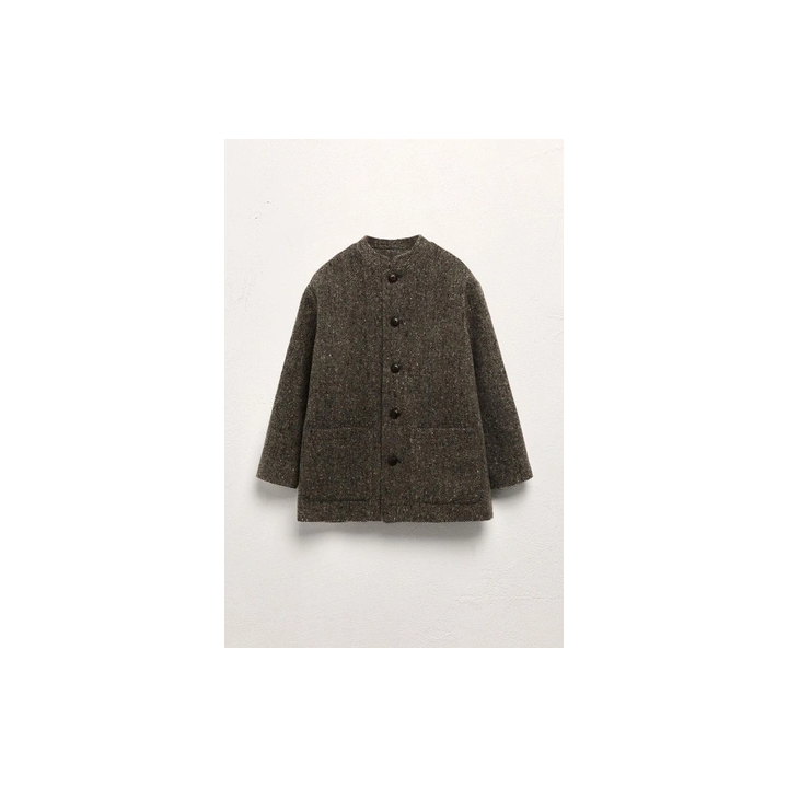 AGES 6-10 / LIMITED EDITION WOOL BLEND STAND COLLAR COAT