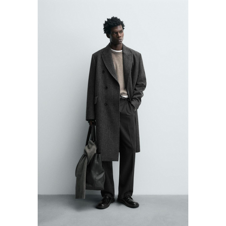 Пальто limited edition из шерстяного смесового хerringbone с двубортной застежкой