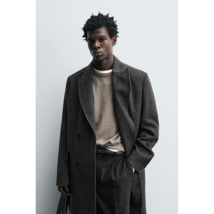 Пальто limited edition из шерстяного смесового хerringbone с двубортной застежкой