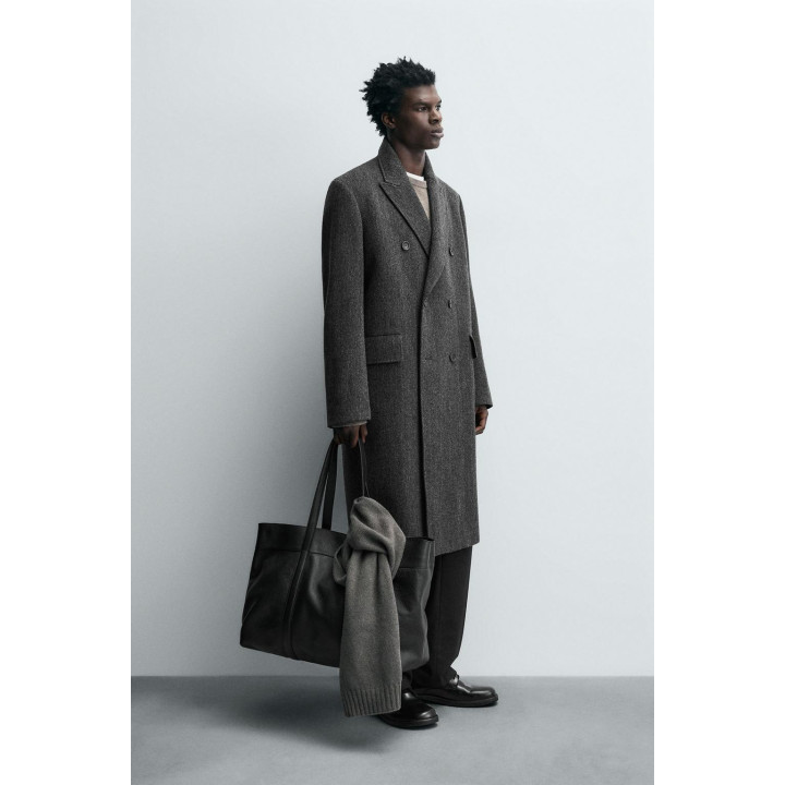 Пальто limited edition из шерстяного смесового хerringbone с двубортной застежкой
