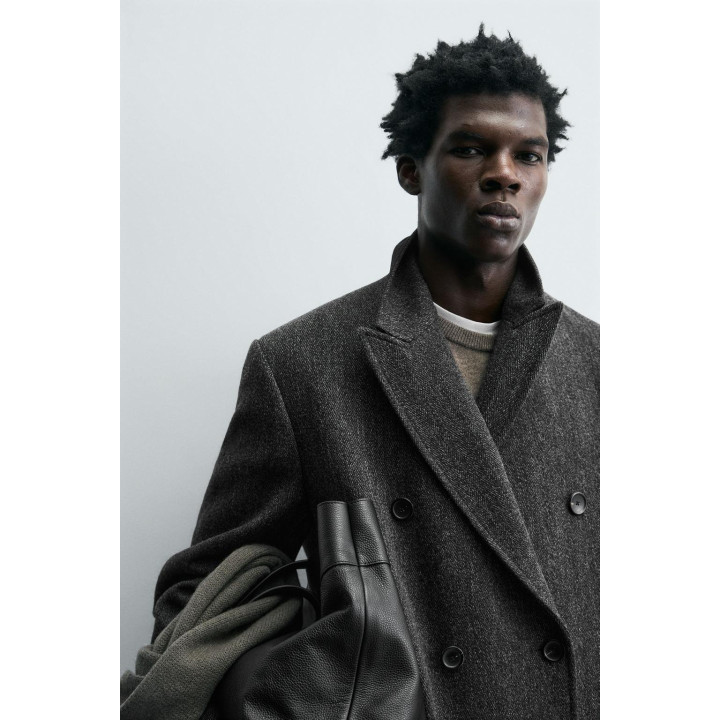 Пальто limited edition из шерстяного смесового хerringbone с двубортной застежкой