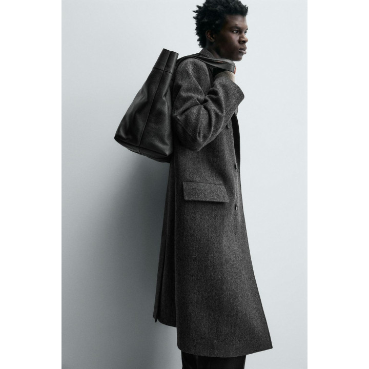 Пальто limited edition из шерстяного смесового хerringbone с двубортной застежкой