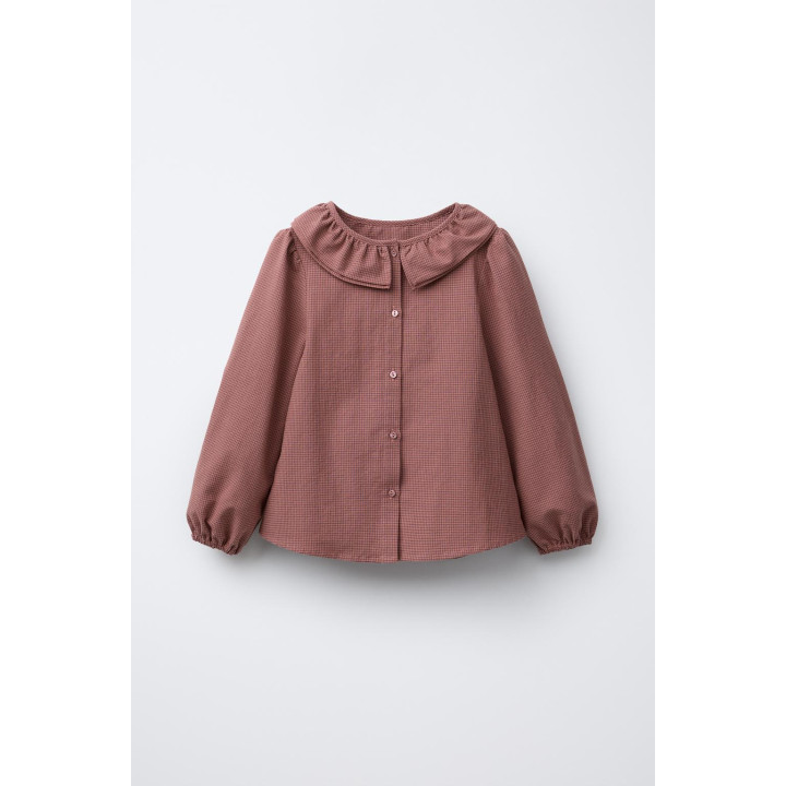 РУБАШКА В КЛЕТКУ ВИШИ С ДВОЙНЫМ ВОРОТНИКОМ