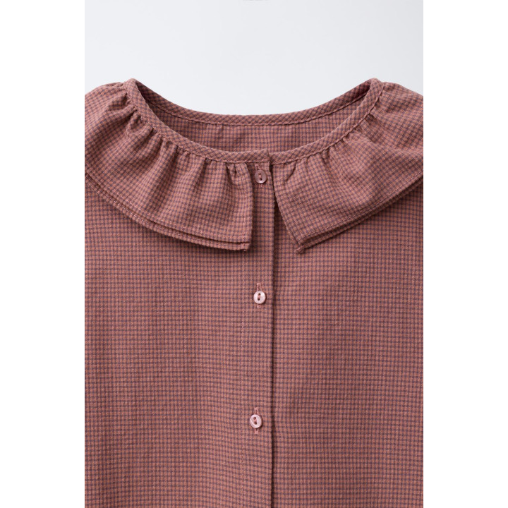 РУБАШКА В КЛЕТКУ ВИШИ С ДВОЙНЫМ ВОРОТНИКОМ