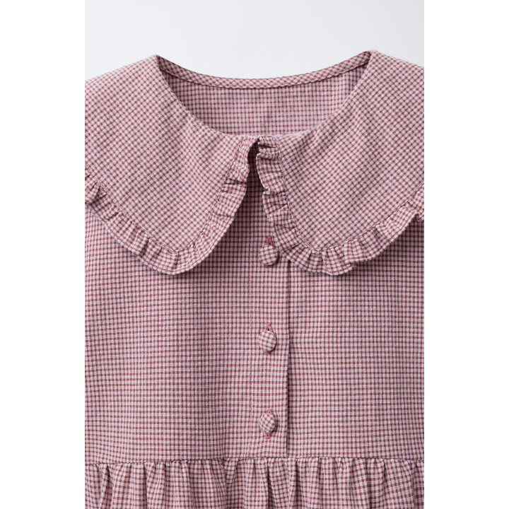 ПЛАТЬЕ В КЛЕТКУ ВИШИ С КРУГЛЫМ ВОРОТНИКОМ