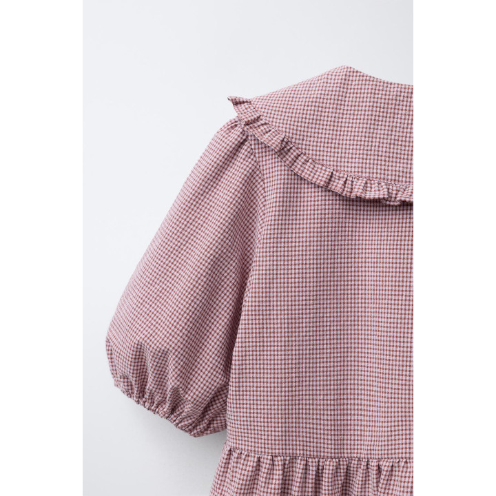 ПЛАТЬЕ В КЛЕТКУ ВИШИ С КРУГЛЫМ ВОРОТНИКОМ