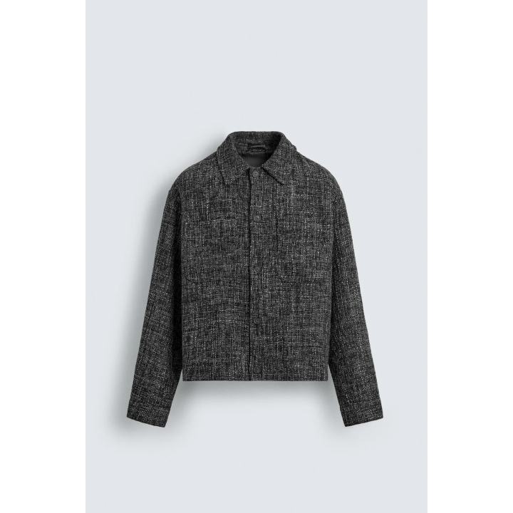 КУРТКА-РУБАШКА С КАРМАНАМИ ИЗ РЕЛЬЕФНОЙ ТКАНИ