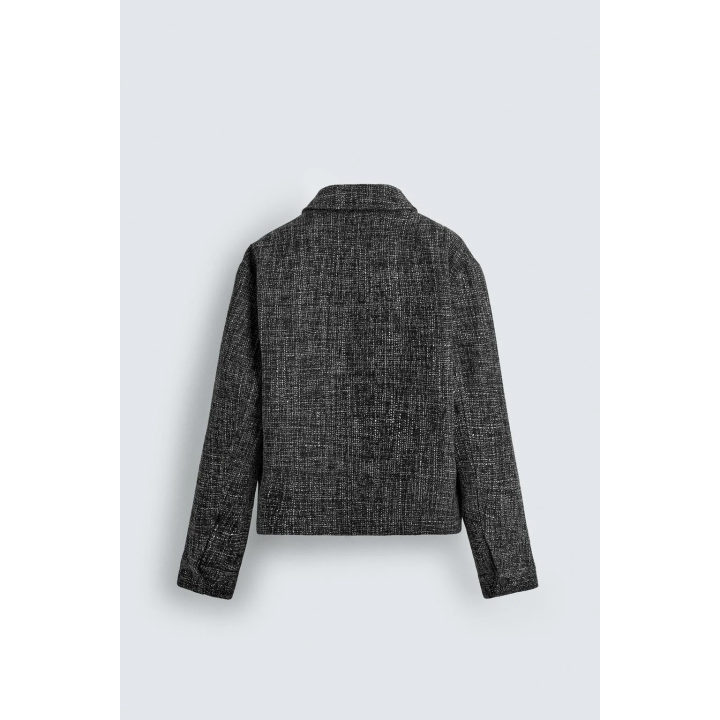 КУРТКА-РУБАШКА С КАРМАНАМИ ИЗ РЕЛЬЕФНОЙ ТКАНИ