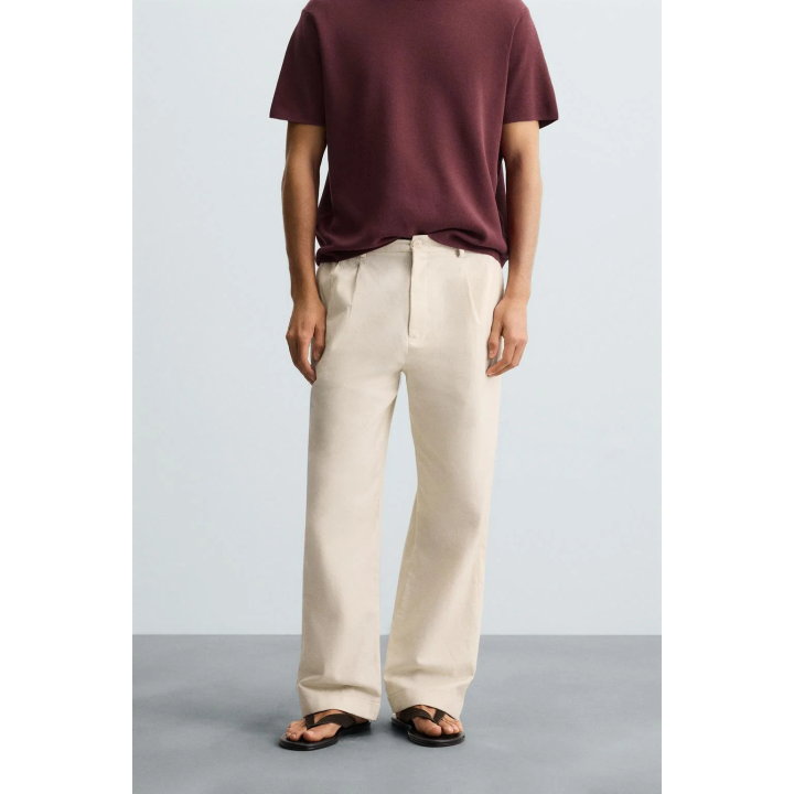 БРЮКИ ИЗ ХЛОПКА И ЛЬНА СО СКЛАДКАМИ