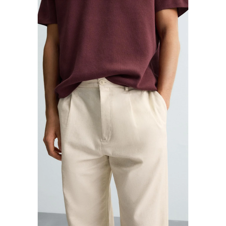 БРЮКИ ИЗ ХЛОПКА И ЛЬНА СО СКЛАДКАМИ