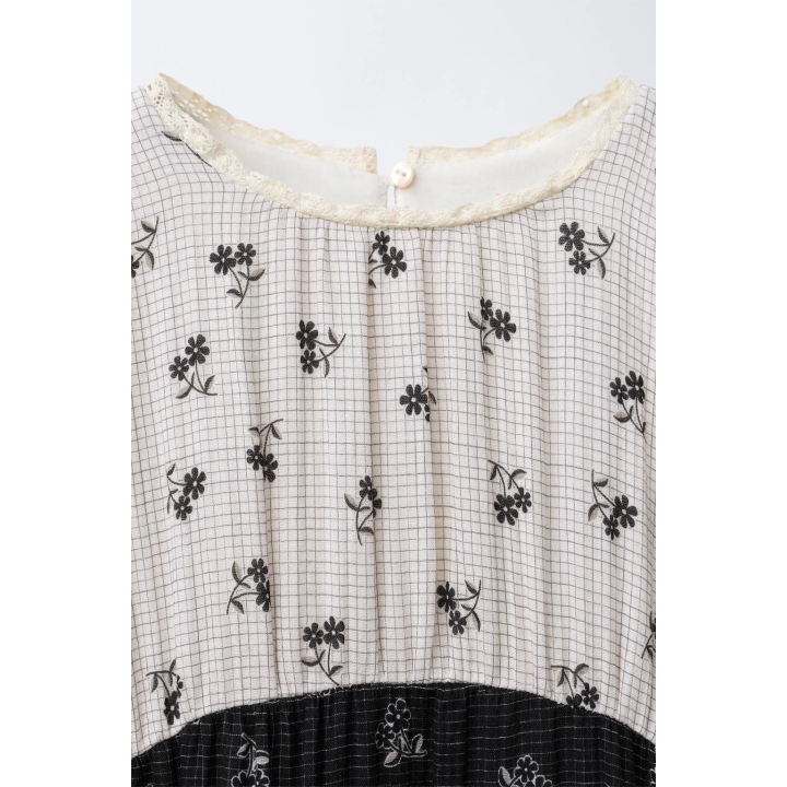 ПЛАТЬЕ В КЛЕТКУ И ЦВЕТОК