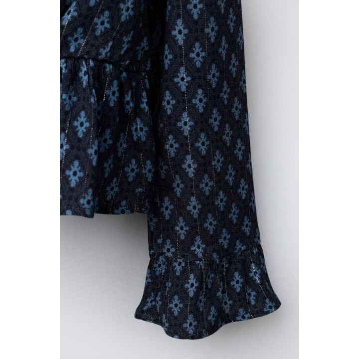 РУБАШКА С ЦВЕТОЧНЫМ ПРИНТОМ И БЛЁСТКАМИ