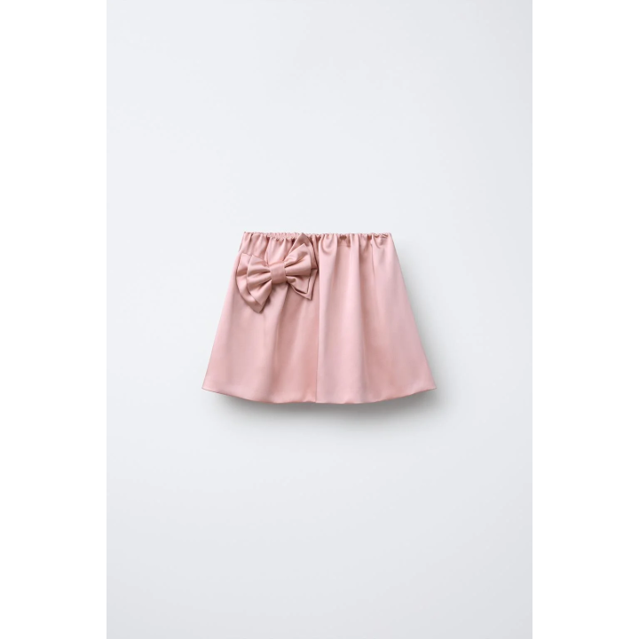 Шорты-юбка из атласа с бантом