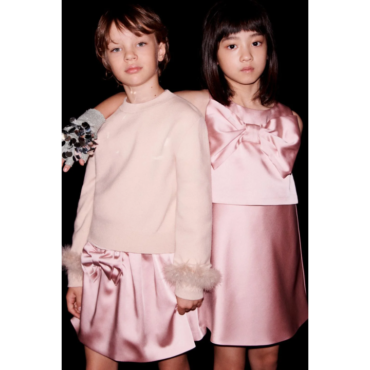 Шорты-юбка из атласа с бантом