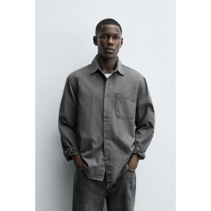 РУБАШКА ИЗ ТВИЛА С ЭФФЕКТОМ СТИРКИ