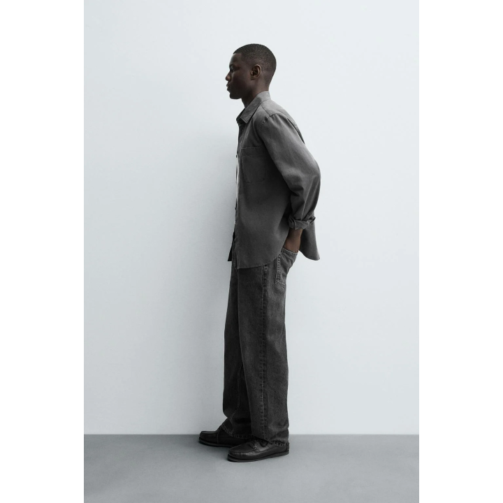 РУБАШКА ИЗ ТВИЛА С ЭФФЕКТОМ СТИРКИ