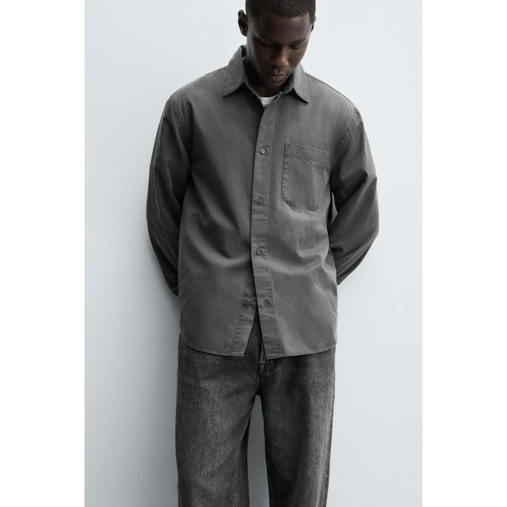 РУБАШКА ИЗ ТВИЛА С ЭФФЕКТОМ СТИРКИ