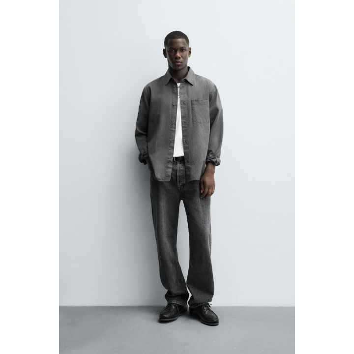 РУБАШКА ИЗ ТВИЛА С ЭФФЕКТОМ СТИРКИ