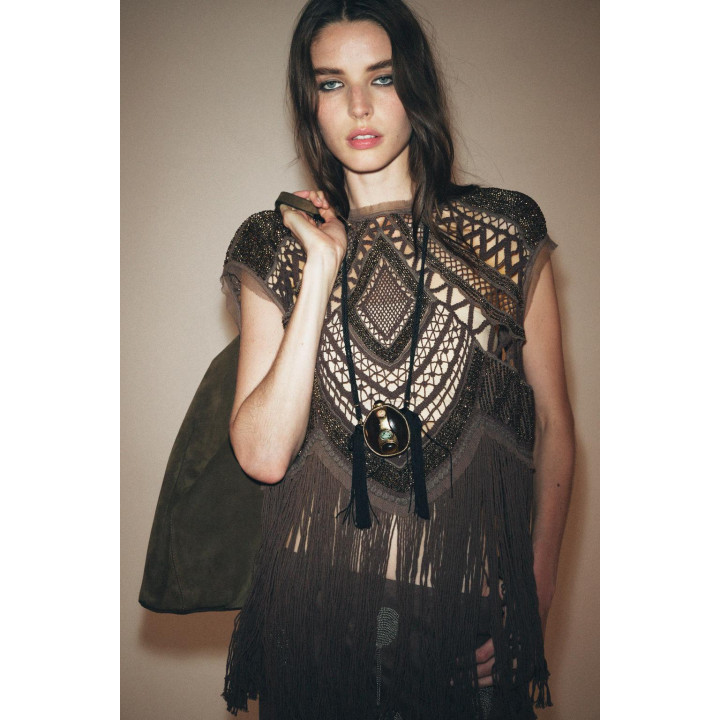 ВЯЗАНЫЙ ТОП С БУСИНАМИ — ZW COLLECTION