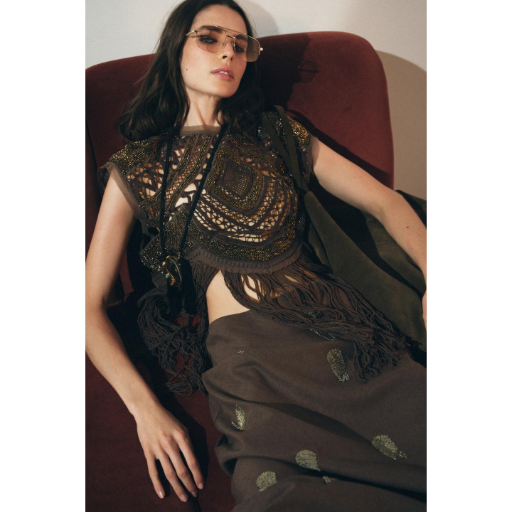 ВЯЗАНЫЙ ТОП С БУСИНАМИ — ZW COLLECTION