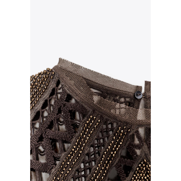 ВЯЗАНЫЙ ТОП С БУСИНАМИ — ZW COLLECTION